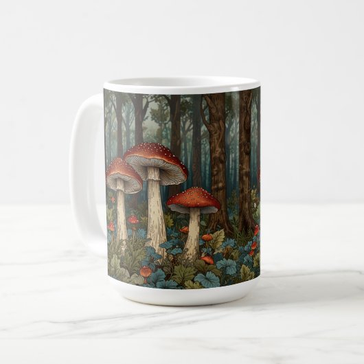 Boho Vintage Pilze Wald Kaffeetasse (Vorderseite Links)