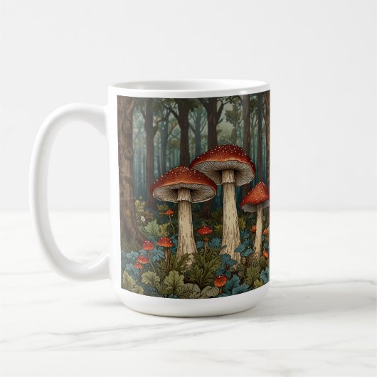 Boho Vintage Pilze Wald Kaffeetasse (Links)