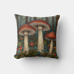 Boho Vintage Pilze Wald Kissen