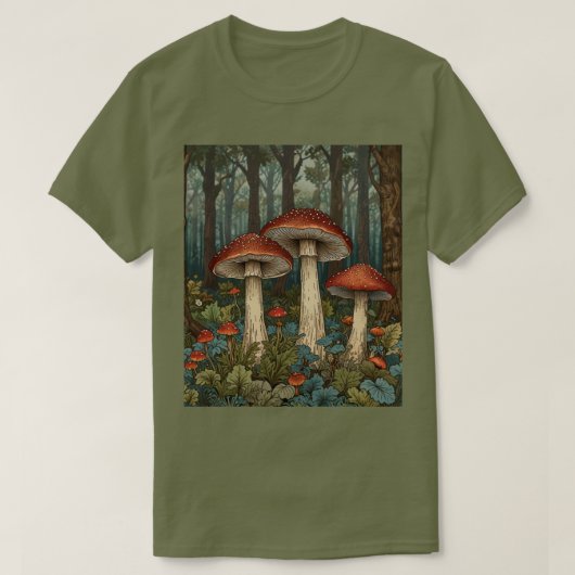Boho Vintage Pilze Wald T-Shirt (Design vorne)