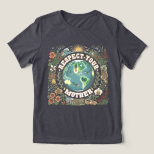 Boho Vintage Respektiert eure Mutter Erde Naturlie Tri-Blend Shirt