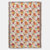 Boho Vintage Rose und Federn Blumenmuster Decke (Vorderseite Vertikal)