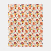 Boho Vintage Rose und Federn Blumenmuster Fleecedecke (Vorderseite)