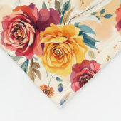 Boho Vintage Rose und Federn Blumenmuster Fleecedecke (Ecke)