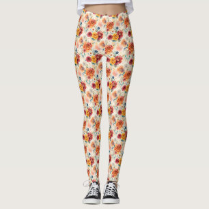 Boho Vintage Rose und Federn Blumenmuster Leggings