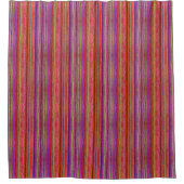 Boho Vintage Rot Violett Streifen - Duschvorhang (Vorderseite)