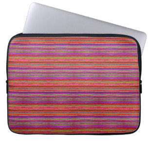 Boho Vintage Rot Violett Streifen - Laptopschutzhülle