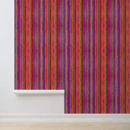 Boho Vintage Rot Violett Streifen -  Tapete