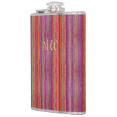 Boho Vintage Rot Violette Streifen - Flachmann (Links)