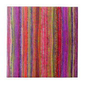 Boho Vintage Rot Violette Streifen - Fliese (Vorderseite)