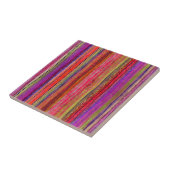 Boho Vintage Rot Violette Streifen - Fliese (Seite)
