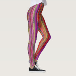 Boho Vintage Rot Violette Streifen -  Leggings