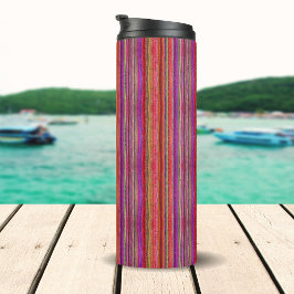 Boho Vintage Rot-Violette Streifen -  Thermosbecher