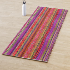 Boho Vintage Rot Violette Streifen -  Yogamatte