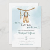 Boho Vintage Salbei-Babyoutfit Einladung (Vorne/Hinten)