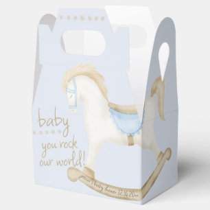 Boho Vintage Schaukelpferd Cowboy Babyshower Geschenkschachtel