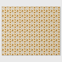 Boho Vintage Sonnenblumen & Beeren Muster Wurf Kis Geschenkpapier
