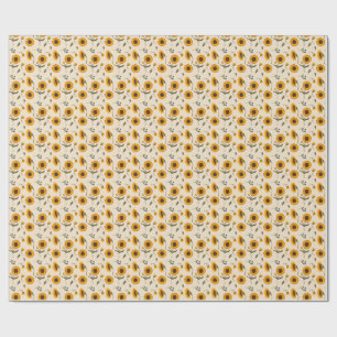 Boho Vintage Sonnenblumen & Beeren Muster Wurf Kis Geschenkpapier