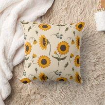 Boho Vintage Sonnenblumen- und Beerenmuster-Wurfki