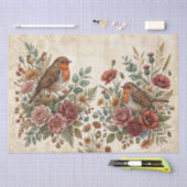 Boho Vintage Vögel & Blumenmotive Seidenpapier (Handwerk)