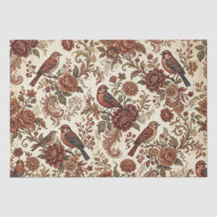 Boho Vintage Vögel & Blumenmotive Seidenpapier