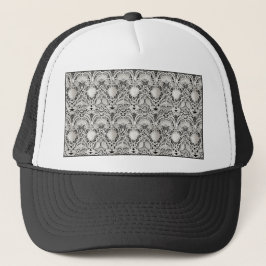 Boho Vintage Wedding Lace Black and White Truckerkappe