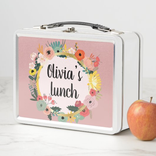 Boho Vintager Blumenrahmen Metall Brotdose (Beispiel)