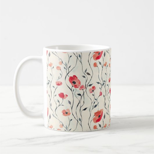 Boho Vintages Rotmohnmuster Kaffeetasse (Links)