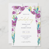 Boho Violet Türkis Wildblumen Einladung (Vorderseite)