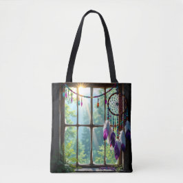Boho-Violetter Traumfänger im Fenster Tasche