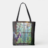 Boho-Violetter Traumfänger im Fenster Tasche (Rückseite)