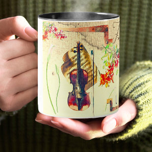 Boho-Violine Blumen Collage mit Affirmation Tasse