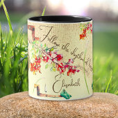 Boho-Violine Blumen Collage mit Affirmation Tasse