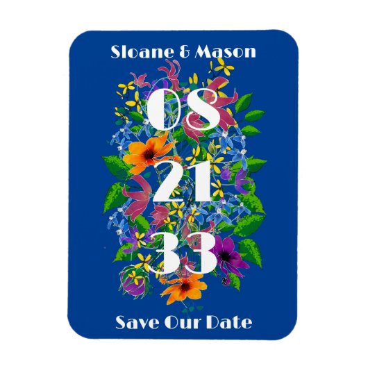 Boho Vivid Sommer Floral Save the Date Magnet (Vertikal)