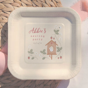 Boho-Vögel-Beeren-Nesting-Party-Mädchen-Baby-Party Pappteller