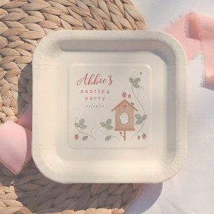 Boho Vögel Beeren Nestparty Mädchen Baby Shower Pappteller