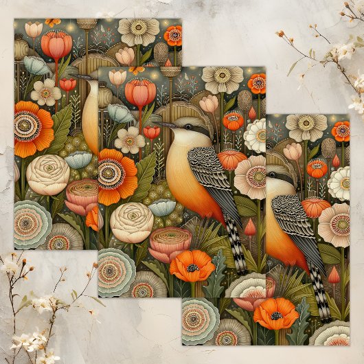 BOHO-VOGEL WHIMSICAL DECOUPAGE-TISSUEPAPER SEIDENPAPIER