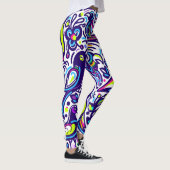 Boho Vogelmuster l Elegant Blau und Weiß Leggings (Rechts)