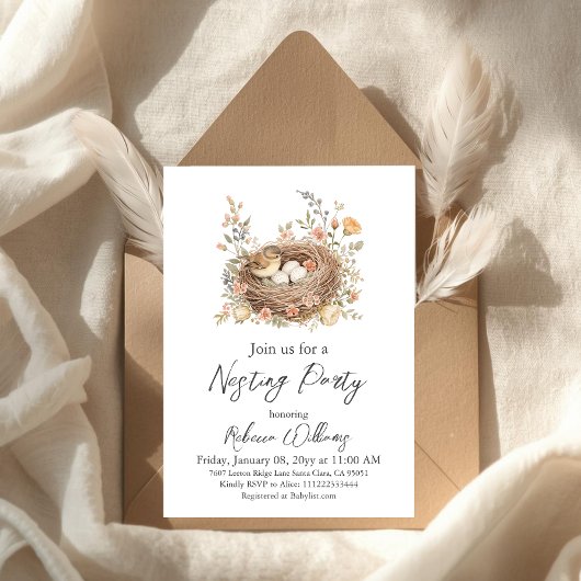 Boho-Vogelnest-Baby-Party-Einladung Einladung