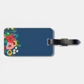 Boho VolksBlumen - tiefes blaues Monogramm Gepäckanhänger (Rückseite horizontal)