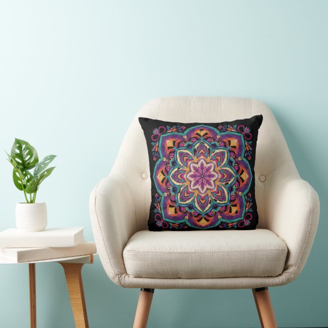 Boho-Volkskunst-Blume Kissen (Stuhl )