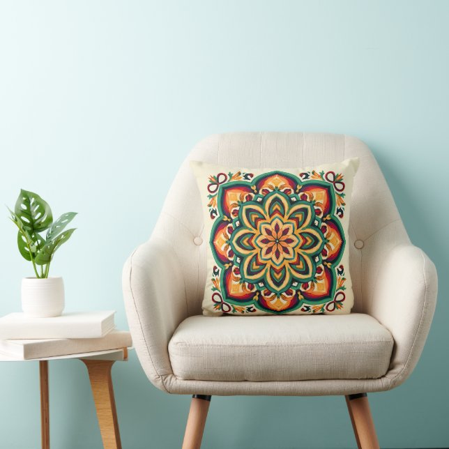 Boho-Volkskunst-Blume Kissen (Stuhl )