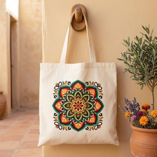 Boho-Volkskunst-Blume Tragetasche