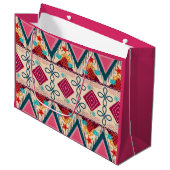 Boho-Volkskunst  Große Geschenktüte (Vorderseite Schrägansicht)