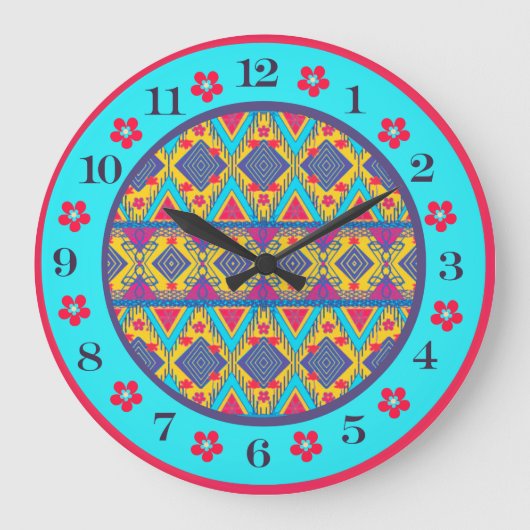 Boho-Volkskunst Große Wanduhr (Vorderseite)