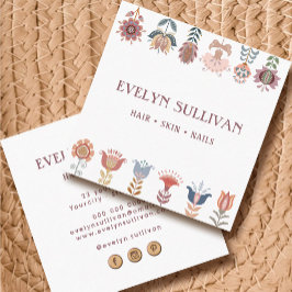 boho volkskunstliche Blume quadratische Visitenkar Visitenkarte