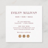 boho volkskunstliche Blume quadratische Visitenkar Visitenkarte (Rückseite)