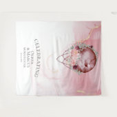 BOHO Vollmond Dusty Rose Wasserfarbe Wandteppich (Vorderseite (Horizontal))