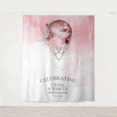 BOHO Vollmond Dusty Rose Wasserfarbe Wandteppich (Vorderseite)