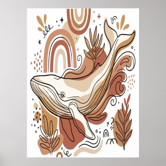 Boho-Wal-Botanik-Ozean-Kunstposter Poster (Vorne)